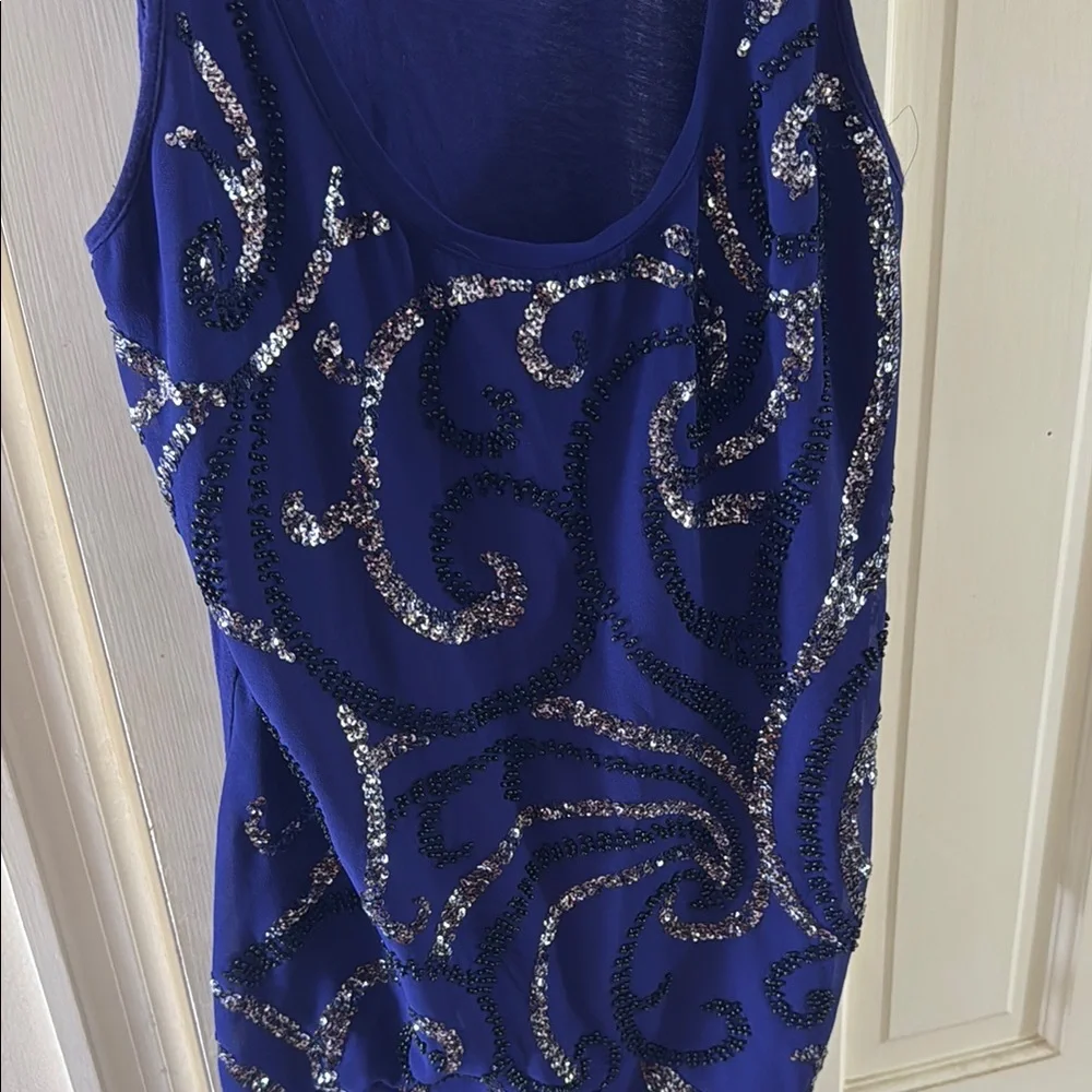 Express Fitted Purple Sequin Tank Top - Picture 3 of 5